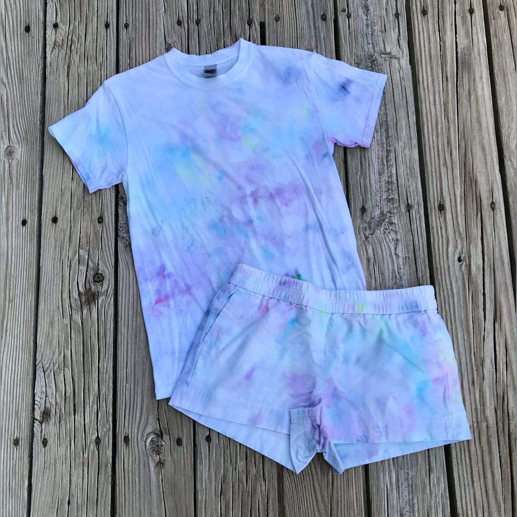 Hand Ice Dye J Crew Boardwalk Pull On Shorts 6 Gildan Tee Tshirt S Outfit Set